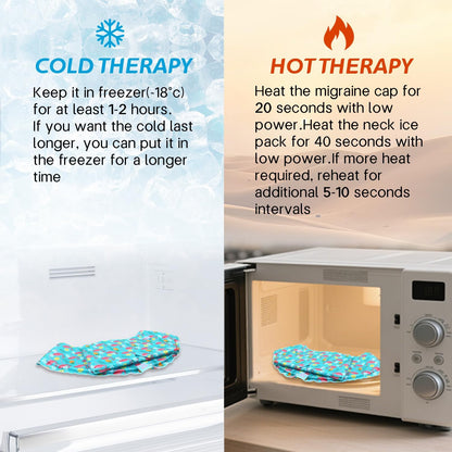 Migraine Relief Cap & Neck Ice Pack Wrap Set, Headache Relief Cap & Cervical Ice Pack, Hot and Cold Therapy for Headache, Neck & Shoulder Pain, Tension & Stress Relief, Post-Surgery Recovery