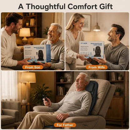 SLOTHMORE Vibration Back Massager for Chair with Heat, Chair Massager Pad with 8 Vibration, Massage Seat Cushion for Office Chair, Home Recliner & Sofa, Relaxing Gifts for Mom & Dad