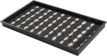 Anji Mountain Heavy Duty Waterproof Rubber Shoe Storage Mat Organizer/Boot Storage Tray Multi Use For Entryway with Coir, Tan Insert, Fits 2 Pair (24.5" Wide)