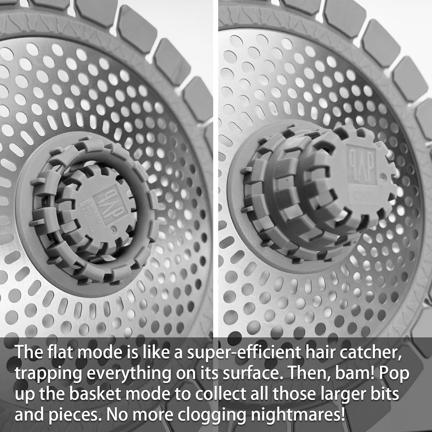 QAP Shower Drain Hair Catcher, Stainless Steel Bathtub Strainer 2-Pack | Efficient clog prevention; Rustproof durable silicone; Easy cleanup rim; Universal snug tub fit