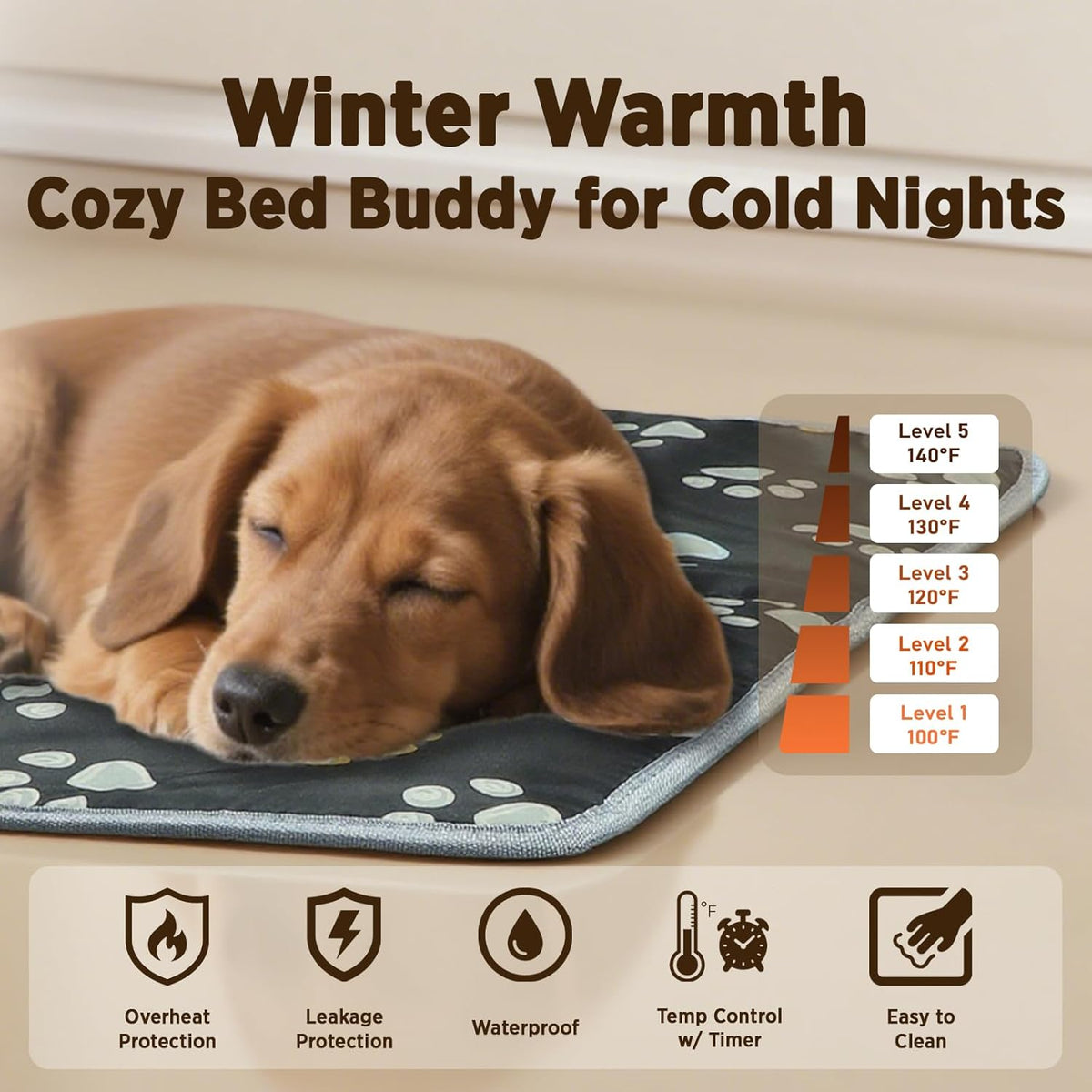 furrybaby Pet Heating Pad for Cats & Dogs,Waterproof,Anti-Bite Warming Mat