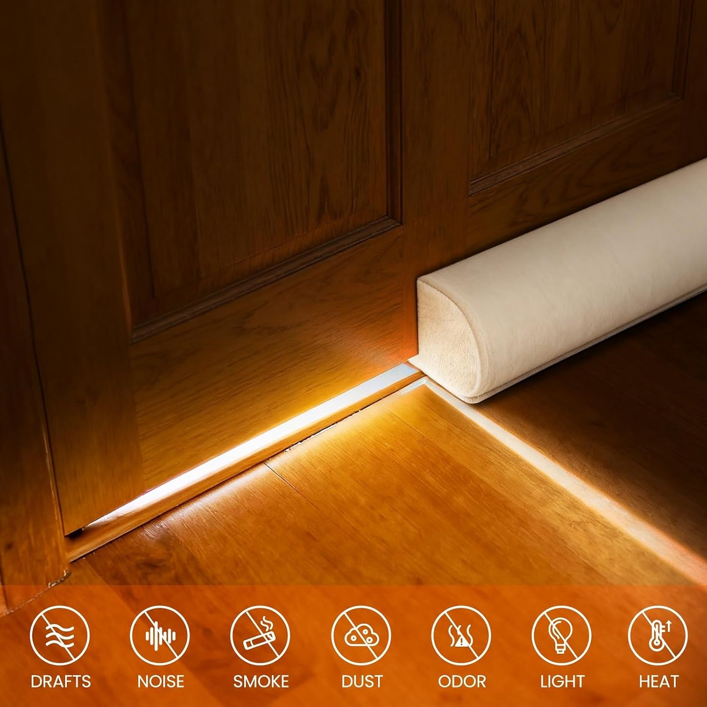 GDHOMM Door Draft Stopper for Bottom of Door, Adjustable Door Sweep Door Draft Blocker Door Gap Filler, Energy Saving, Keeps Sound Draft Light Out - Fits 30” to 36” Door