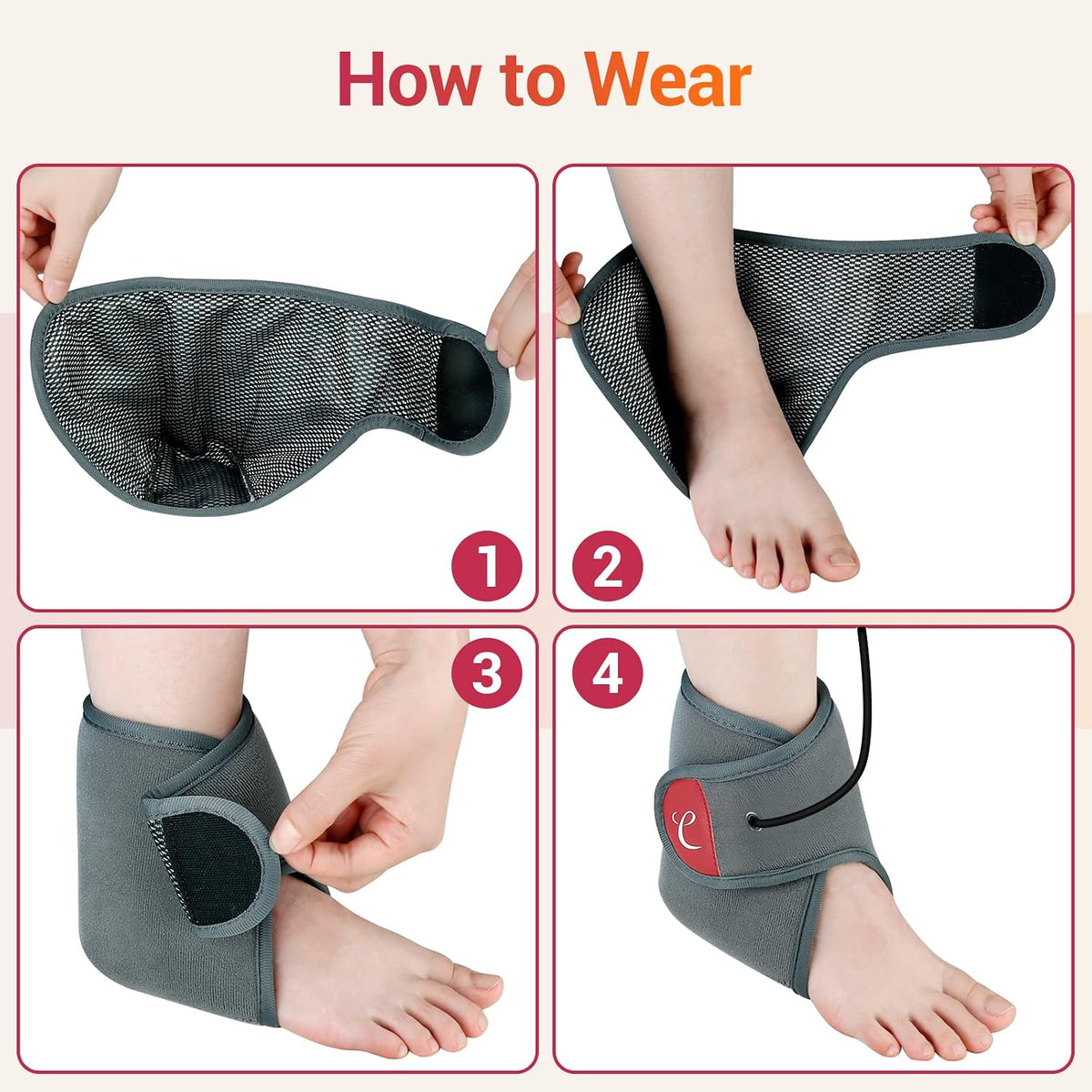 Comfytemp USB Wearable Heating Pad for Ankle and Feet for Sprained Ankle