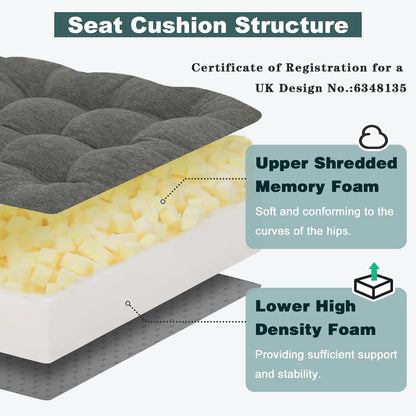 baibu Memory Foam Recliner Cushions with Lumbar Support Pillow Set for Elderly, 20x20x5 Inch Dual-Layer Design Non-Slip Recliner Seat Cushion & Back Support Pillow for Reduce Hip & Lumbar Pain, Brown