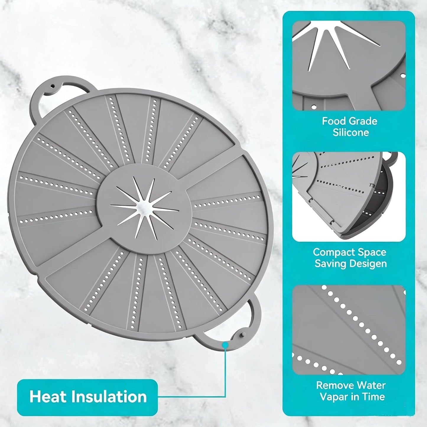 Foldable Silicone Splatter Screen for 10-13'' Pans with Handle,Red| Foldable Splash Guard, Multi-Use Grease Splatter Guard/Trivet Mat,Non-Stick Oil Splatter Guard,BPA-Free,Dishwasher Safe