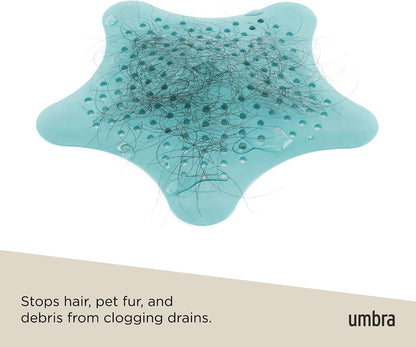 Umbra Starfish Hair Catcher, Suction Cup Drain Cover, 6-Inch, White | Silicone material, flexible and durable, water resistant seal, easy to clean, rust proof, fits standard tubs