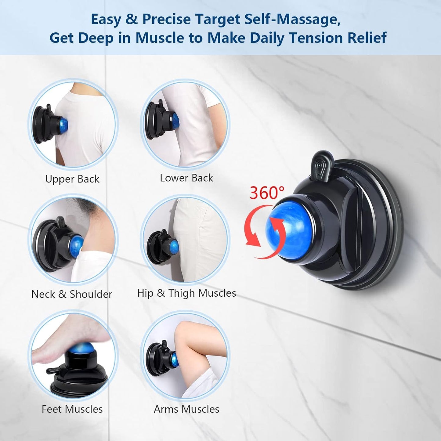 Massage Roller Ball, Neck Massager for Pain Relief, Deep Tissue Massage Tool, Sore Muscle Relief, Lymphatic Drainage, Tummy Tuck Post Surgery Supplies (Blue)