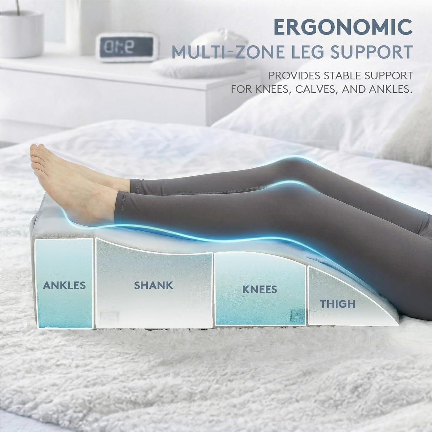Leg Elevation Pillow for After Surgery, Adjustable Wedge Pillow for Legs Knee Swelling & Blood Circulation Relief, Knee Replacement Surgery Recovery Pillow (Velvet Grey, 27.5inx13inx10in)