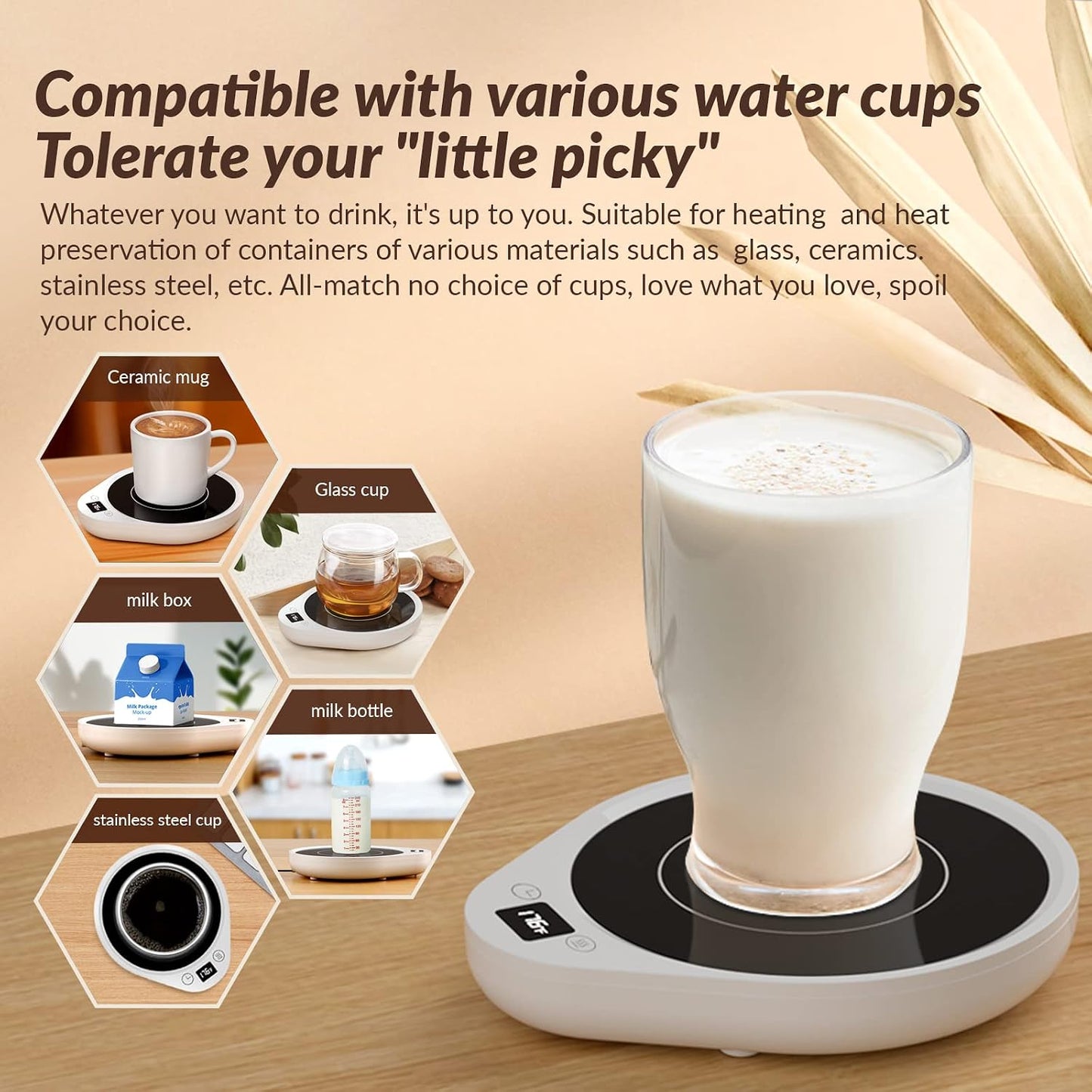 Mug Warmer, Upgrade Coffee Warmer & Cup Warmer for Desk with 3 Temperature Settings, More Hot Coffee Mug Warmer with Timer, 4H Auto Shut Off for Keep Best Flavor for Cocoa, Tea, Water, Milk, White