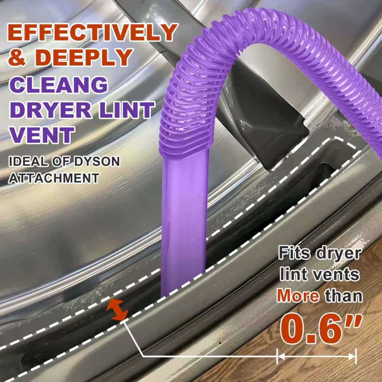 Sealegend Dryer Lint Vacuum Attachment Hose Compatible with Dyson V15 V12 V11 V10 V8 V7 Gen5 Cordless Vacuum Cleaner, Flexible Dryer Vent Cleaner Kit Lint Removal Tool Purple | Multi-use Vacuum Hose Compatible with Dyson V15 V12 V11 V10 V8 V7 Gen5