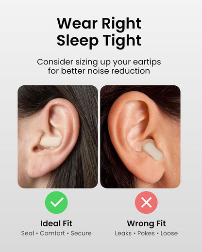 Ear Plugs for Sleeping Comfortable Mid Noise Cancelling Earplugs | All-night Wear without Ear Pain for Side Sleeper Patent Qufits Eartips 23dB Reusable Earplugs for Sleep, Travel - Black