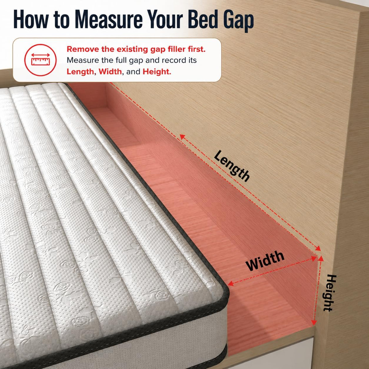 SAMTY Bed Gap Filler for headboard Space Gap Filler Bolster Stopper 54x6x4