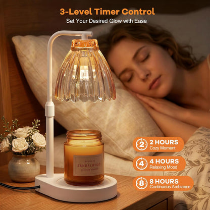 Gifts for Women, Candle Warmer Lamp with Adjustable Height, Timer & Dimmer, Birthday Gifts for Women, Elegant Gift Box & Greeting Card, Candle Lamp with 2 Bulbs for Home Decor/Bedroom/Office