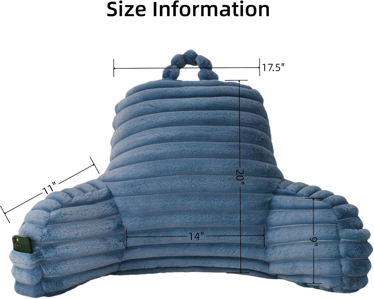 Large Reading Pillow for Adults, Back Support Pillow for Sitting Up in Bed with Arms, Couch for Lounging Bedrest, Pink
