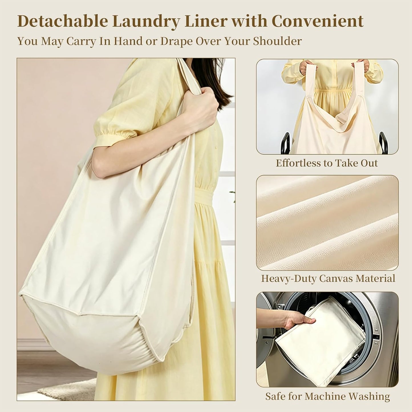 Laundry Hamper Rolling Sorter: 120L Large Basket with Wheels Removable Bag | Solve laundry clutter – rolling sorter with washable bag – Ideal for home, dorm & bedroom organization