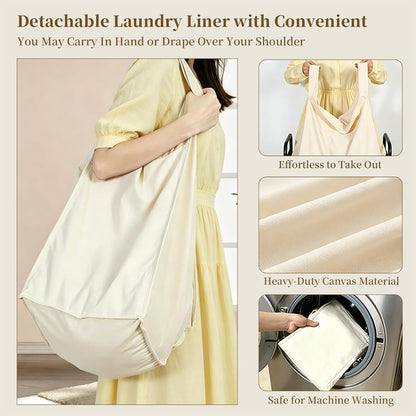 Laundry Hamper Rolling Sorter: 120L Large Basket with Wheels Removable Bag | Solve laundry clutter – rolling sorter with washable bag – Ideal for home, dorm & bedroom organization