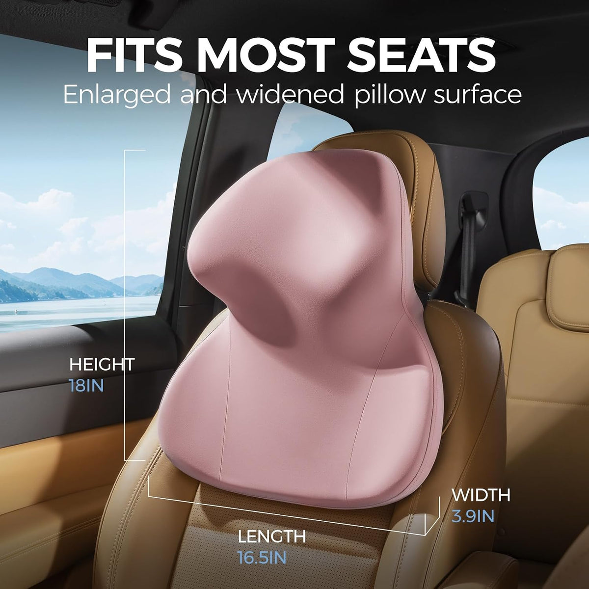 BEBAS Car Headrest Pillow, Ergonomic Neck Pillow with Memory Foam, Black