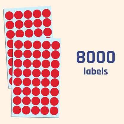 3/4" Round Colored Dot Stickers Labels - 10 Colors