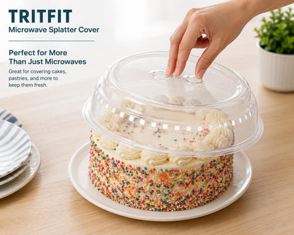 Microwave Splatter Cover 10.5" BPA-Free Lid with Vents. | Classic Design, Easy to pick-up, Dishwasher safe (Top rack).