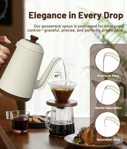 1L Gooseneck Electric Kettle for Pour Over Coffee & Tea | 1000W Fast Heating, Food-Grade Stainless Steel, Auto Shut-Off & Boil-Dry Protection, BPA-Free, Black
