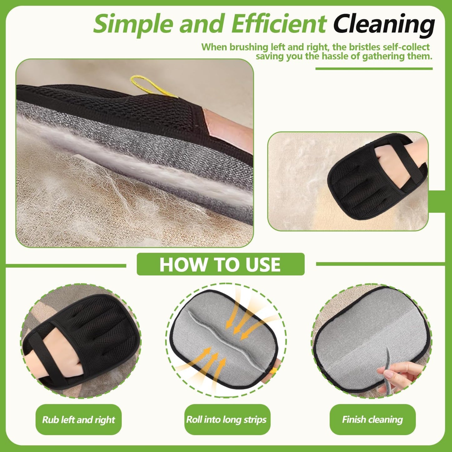 Electrostatic Pet Hair Remover Glove – Reusable Lint Roller Alternative for Furniture, Carpet & Clothes – Washable Dog & Cat Hair Brush with Strong Grip – No Sticky Refills Needed(1PCS)