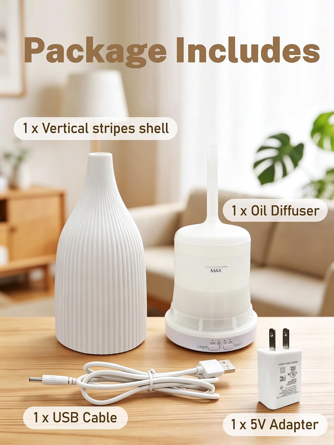 TTJ 70ml Essential Oil Diffuser, Ultrasonic Aromatherapy Diffuser with DC 5V USB Power, Timer Function, Dimmable LED Night Light, Quiet Cool Mist Humidifier for Home Office Bedroom Yoga Spa,One White
