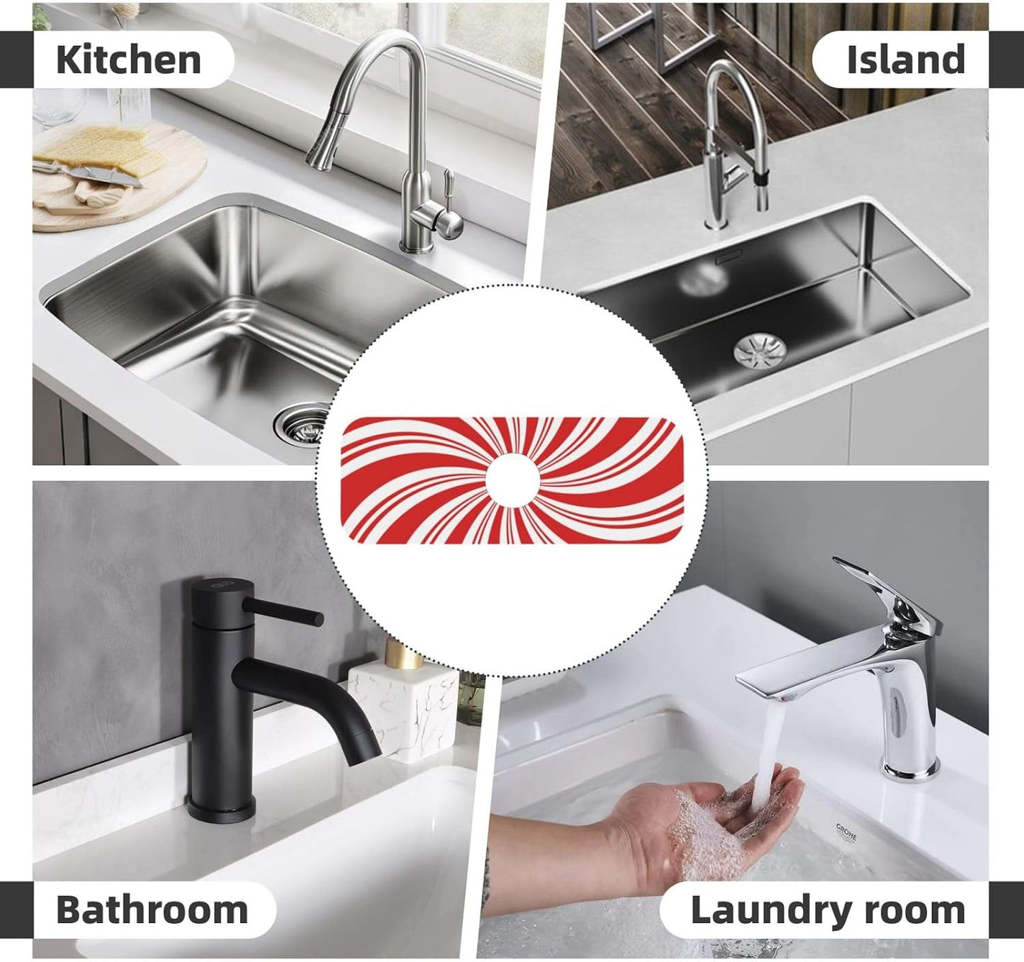 Abstract Flower Blooming Floral Watercolor Kitchen Sink Splash Guard Faucet Mat Super Absorbent Fast Drying Mat Sink Gadgets-Fast Drying Pad Sink Mat For Kitchen Bathroom (15" X 5.5" )