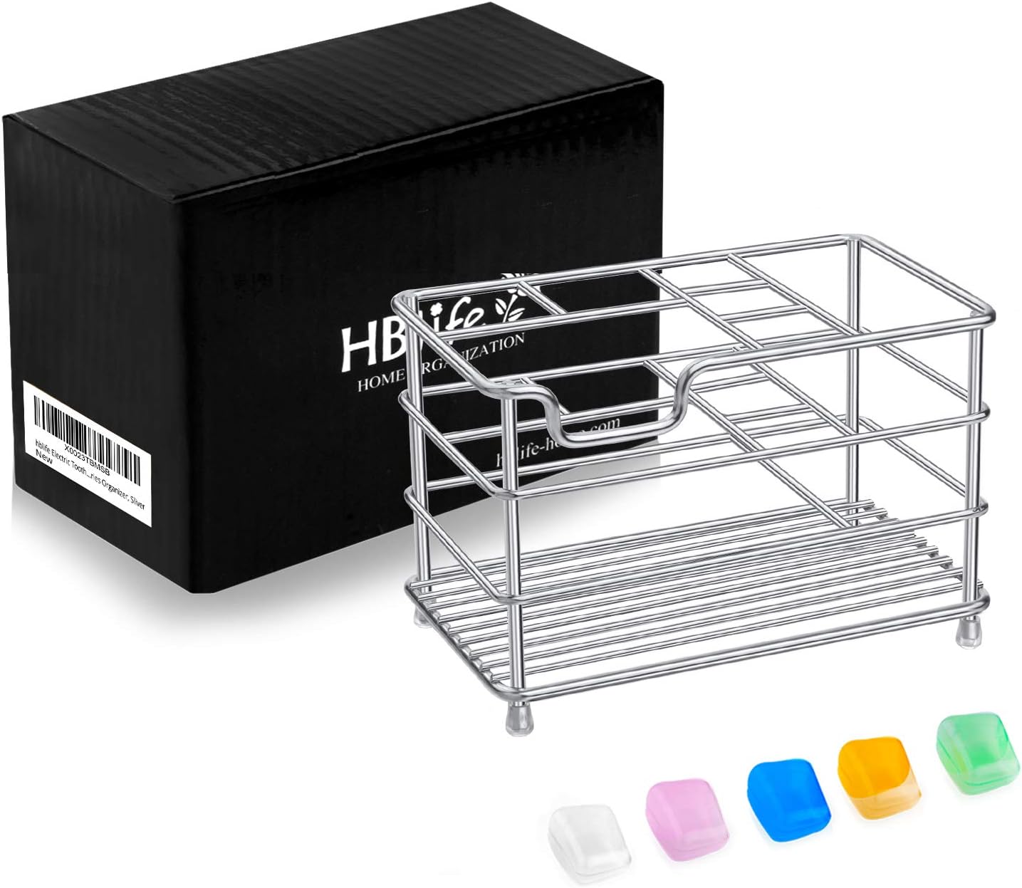 HBlife Toothbrush Holders for Bathroom, 5 Slots Silver Stainless Steel Bathroom Accessories Organizer