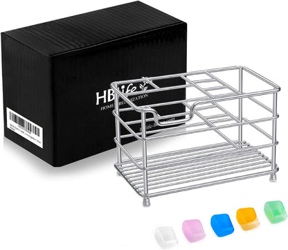 HBlife Toothbrush Holders for Bathroom, 5 Slots Silver Stainless Steel Bathroom Accessories Organizer