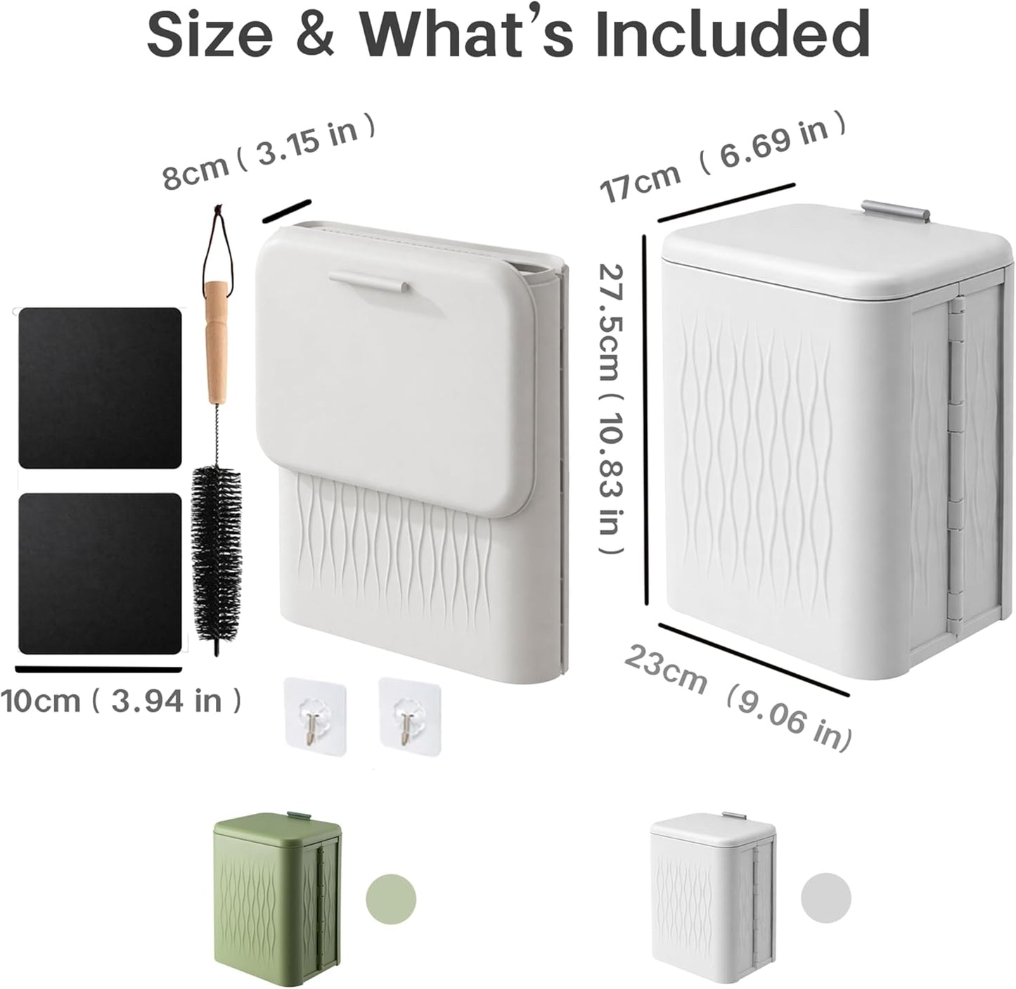 Magnetic Lint Bin for Laundry Room, 3.2 Gallon Extra Large Foldable Lint Trash Can with Lid and Dryer Lint Brush, Wall Mounted Lint Holder for Dryer Sheets, Laundry Organization, White