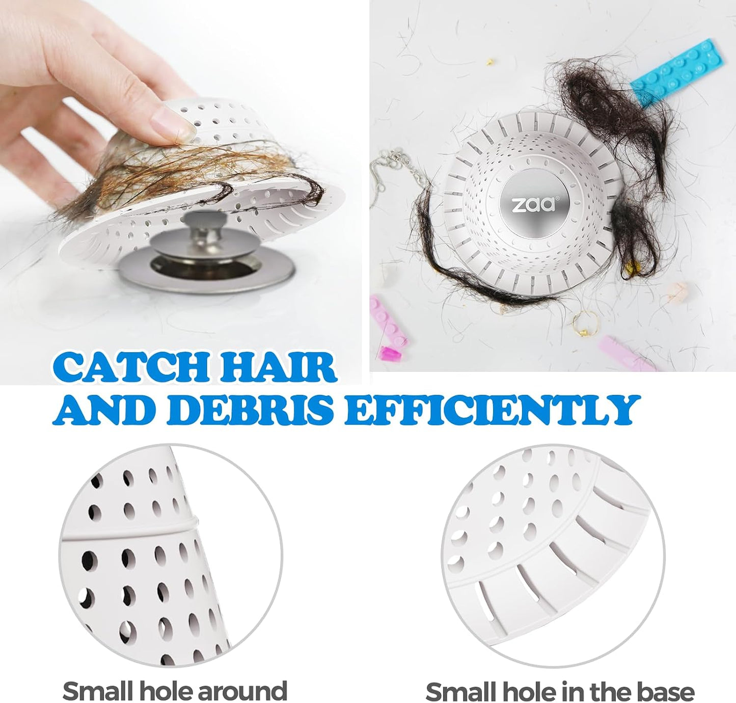 Shower Drain Hair Catcher Bathtub Drain Strainer Sink Drain Protector | Collapsible Pop-Up Drain Hair Catcher, Traps Hair & Prevents Clogs, Easy to Clean, Bathroom Fixture Accessories, Gray
