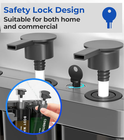 Shampoo and Conditioner Dispenser Shower Soap Dispenser 3 Chamber No Drill, 3 * 16.9 fl.oz Shampoo Dispenser for Shower Wall Mounted Shower Shampoo Dispenser 3 Chamber for Bathroom Hotel Black
