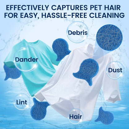 Losaria Pet Hair Remover for Laundry Reusable Washer & Dryer Fur Catcher | 6 PCS Dog & Cat Hair Catcher Tool, Effectively Removes Pet Hair, Lint and Dander from Bedding and Clothing, Blue