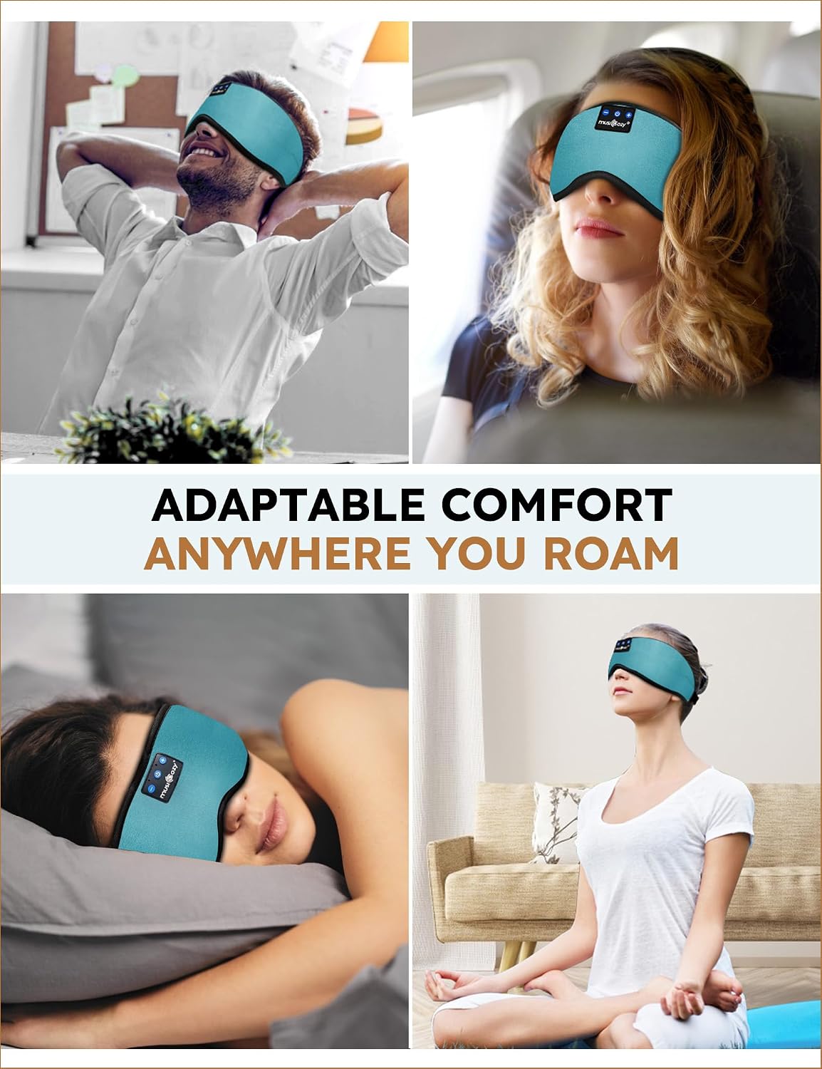 MUSICOZY Sleep Headphones Bluetooth 5.4 Sleep Mask with HD Sound