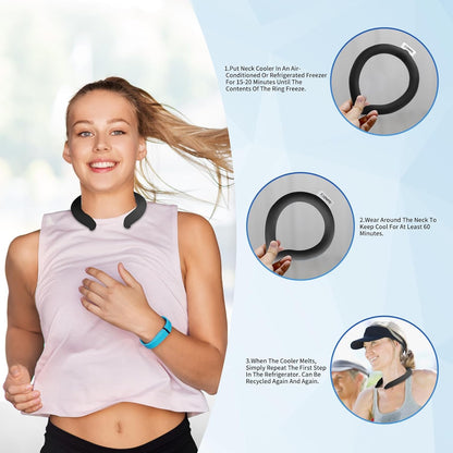 Neck Cooler Ice Cold Ring, Wearable Body Cooling Tube for Heat and Hot Weather, Ice Collar for Outdoor Workers, Sports, Relief from Hot Flashes Or Fever,Reusable Neck Cooling Wraps (Blue)