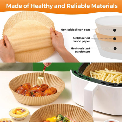 Air Fryer Liners Disposable, 150Pcs Parchment Paper 8" Square for 5-8QT | [Food Grade Material] Unbleached Parchment Paper Non-Stick & Waterproof Oilproof Easy Cleanup for Air Fryer Sheets Papers