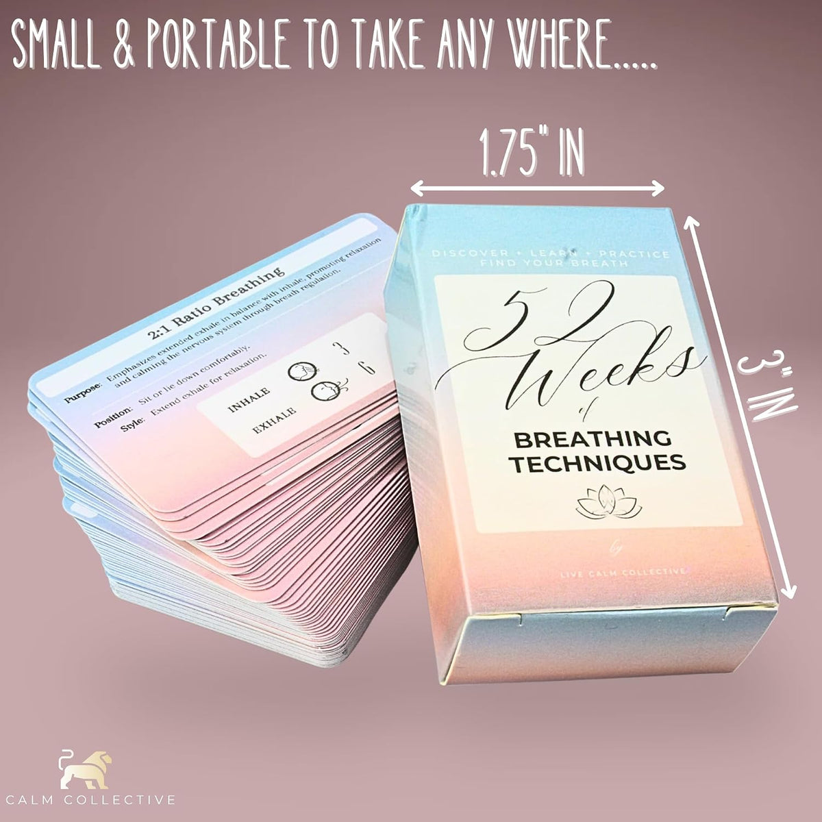 Calm Collective 52 Breathwork Cards - Vagus Nerve Breathing Exercises for Anxiety Relief, Emotional Regulation, & Cortisol Manager - Biohack Mental Health & Relaxation Gift (Travel Size)