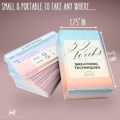 Calm Collective 52 Breathwork Cards - Vagus Nerve Breathing Exercises for Anxiety Relief, Emotional Regulation, & Cortisol Manager - Biohack Mental Health & Relaxation Gift (Travel Size)
