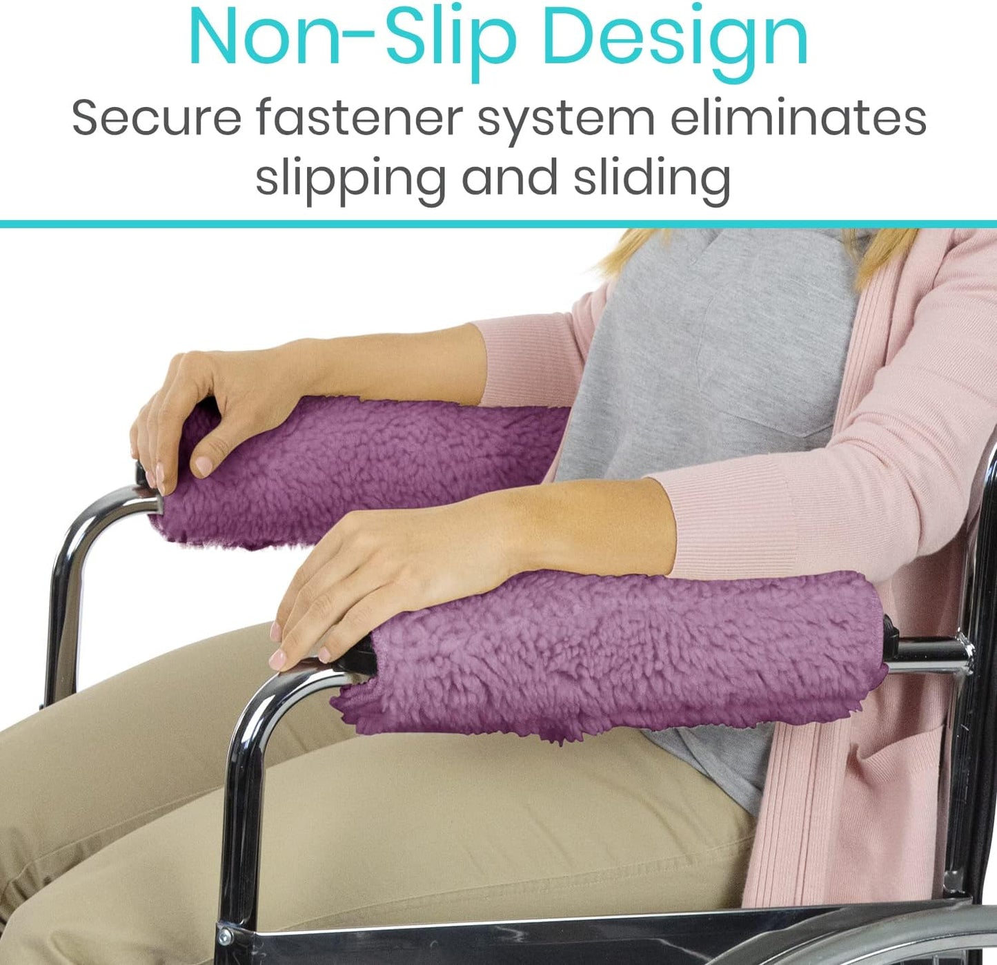 Vive Wheelchair Armrest Pads (2 PCS) - Memory Foam Sheepskin Cushion | Accessories for Transport Electric Wheel Chair Arm Rests - for Adults, Seniors, Handicapped - Soft Support for Office Chair