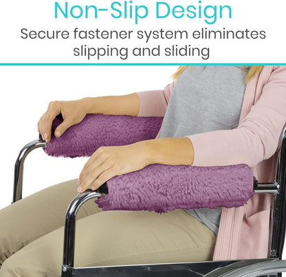 Vive Wheelchair Armrest Pads (2 PCS) - Memory Foam Sheepskin Cushion | Accessories for Transport Electric Wheel Chair Arm Rests - for Adults, Seniors, Handicapped - Soft Support for Office Chair