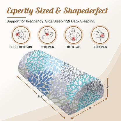 Knee Pillow for Back Sleeping – Half Moon Bolster Pillow for Legs,Under Knee While Sleeping Support, Leg & Back Pain Relief (21.5x9x5 Inches),Machine Washable Cover