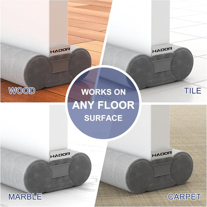 HADOR 30 Inch Door Draft Stopper, Fits 24-30" Doors, 0.5-1.7" Gaps, Gray | Double-Sided Under Door Gap Filler, Blocks Drafts, Dust, Light and Pet Hair, Easy Slide-On Fit, Machine Washable