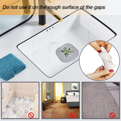 Bovinde Hair Drain Catcher,Square Cover for Shower 2 Pack (Black) | Drainer Cover Silicone Hair Stopper with Suction Cups,Protector Accessories,Easy to Install Suit for Bathroom,Bathtub,Sink