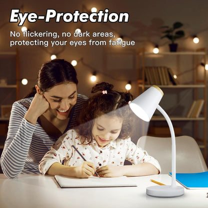EJIAXIN Clip on Desk Lamp for Home Office - Small LED Touch Dimmable Reading Light for College Dorm Room - Adjustable Flexible Gooseneck Clamp Light Table Lamp for Bedside Bedroom Bed Headboard White