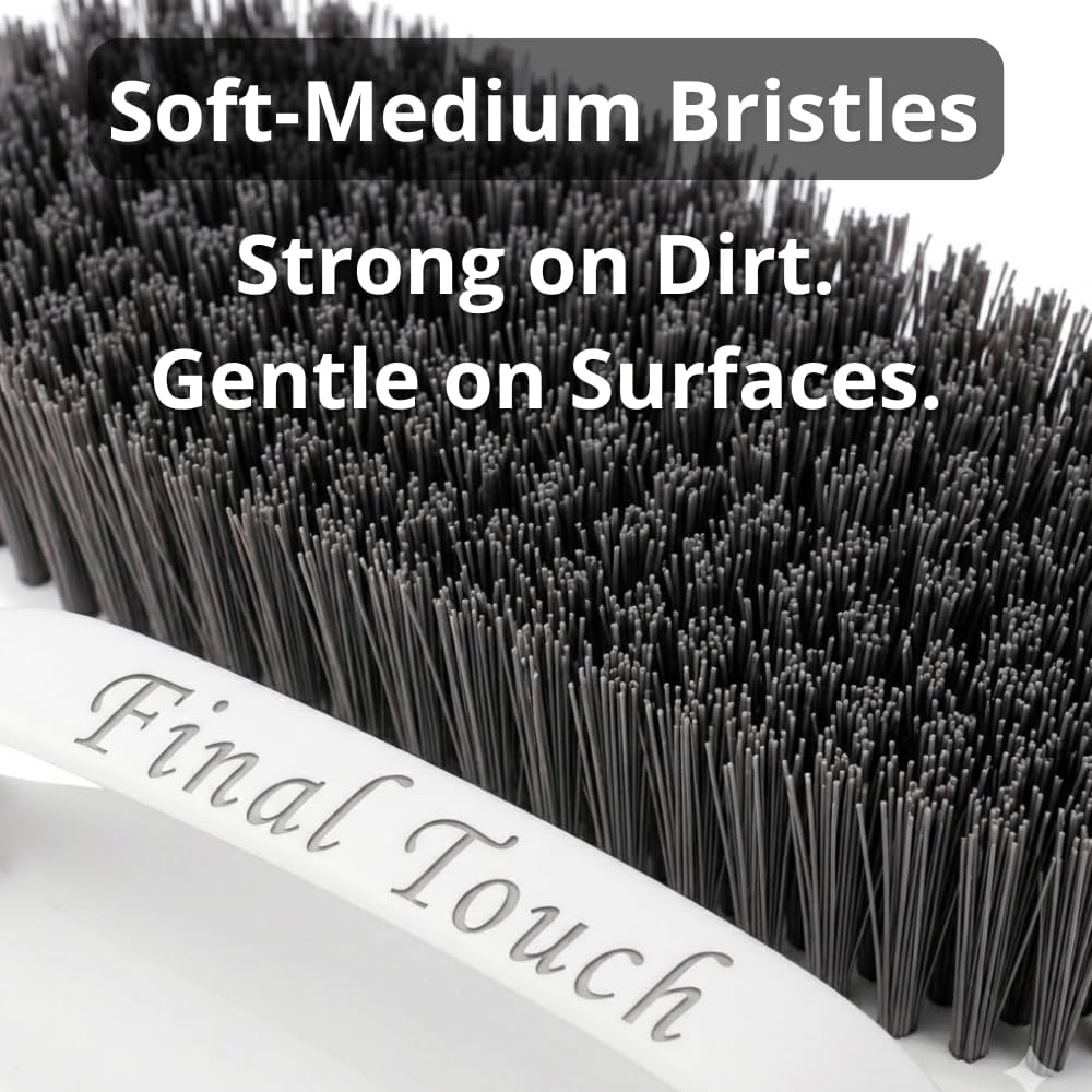 Scrub Brush, Soft-Medium Bristle Scrub Brush with Handle – All-Purpose Cleaning Brushes for Kitchen, Bathroom, Shower, Tile, Grout, Sink & Floor – Durable Household Scrubber by Final Touch (3-Pack)