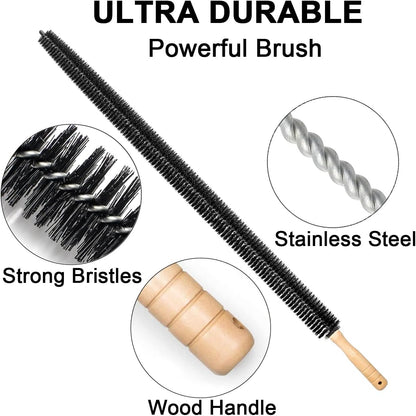 Dryer Vent Cleaner Brush, Flexible Vacuum Dryer Lint Refrigerator Coil Cleaning Brush Lint Trap Cleaning Removal Tool for Trap and Duct, Wood Handle