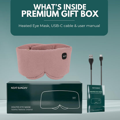 Heated Eye Mask – Cordless Electric Warm Eye Compress for Dry Eyes, Stye & Eye Strain Relief – 4 Heat Settings, Rechargeable, Light-Blocking, Blackout, Washable Cover (Ocean Stone)