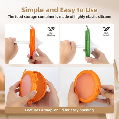 TQRR Avocado Saver and Onion Holder-4Pcs Fruit Fresh Storage Containers | Reusable Silicone, Refrigerator Use, For Fruits & Vegetable Containers, Fits Apples, Lemons, Potatoes, Oranges,Tomatoes