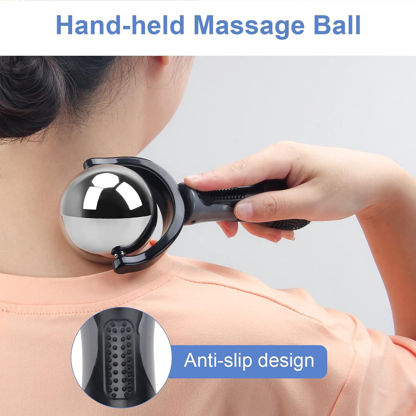 Cold Massage Roller Ball with Handle-Back Muscle Metal Ice Roller Ball Tool | Cold Therapy Relief, Portable Fitness Roller Ball Massager for Back/Neck Pain, Muscles Recovery and Inflammation