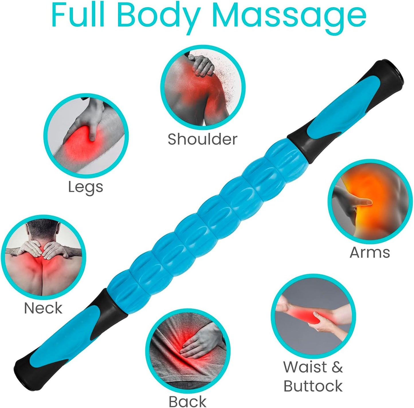 Vive Massage Stick Roller for Muscle, Back, Legs - Deep Tissue Body Fascia | Massager for Hamstring, Calf, Neck Pain, Trigger Point, Exercise -Rolling Relief Tool for Physical Therapy, Recovery